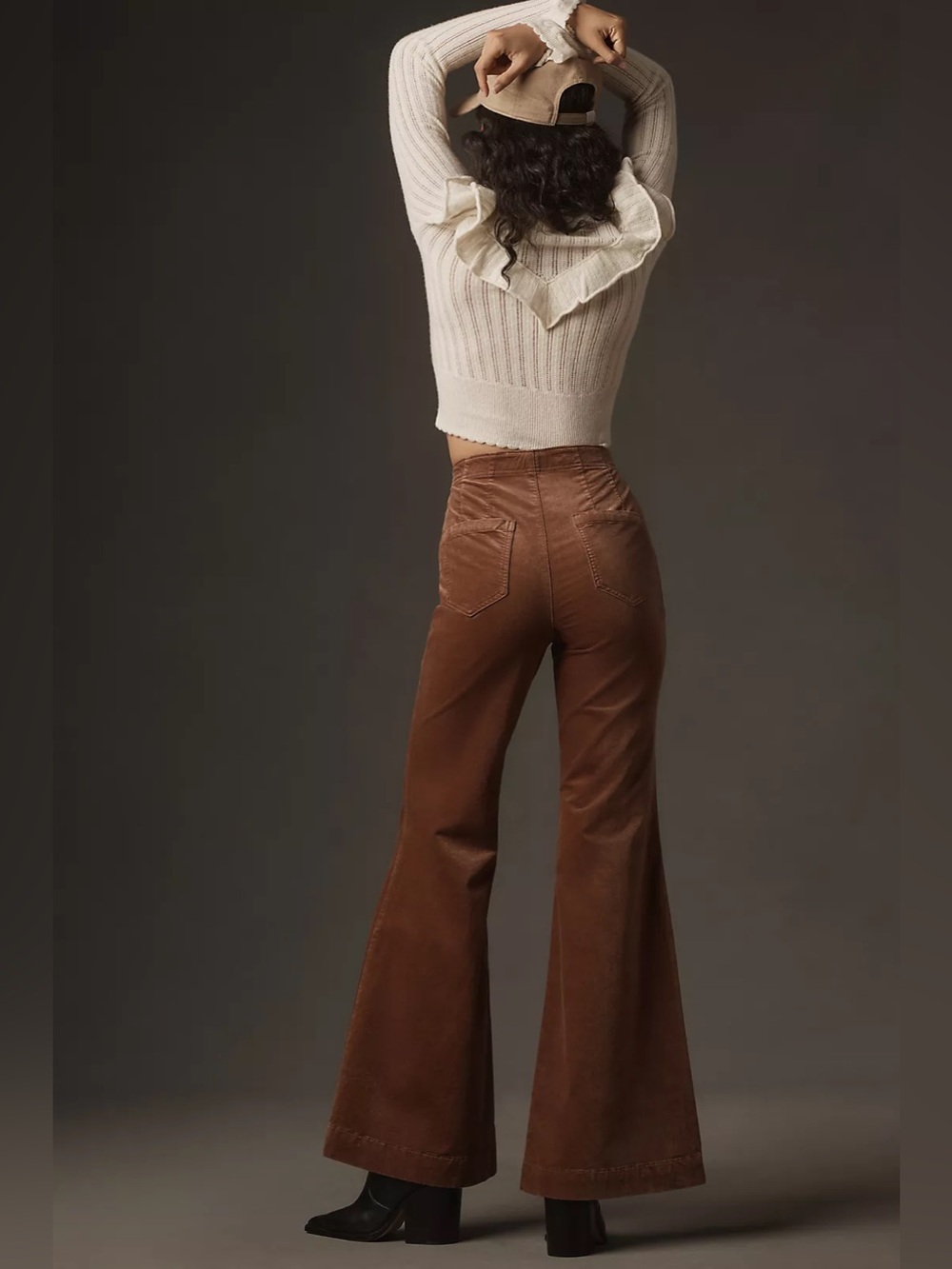 Anthropologie Pilcro Velvet Pull-On Mid-Rise Retro Flare Jeans - Picture 4 of 5